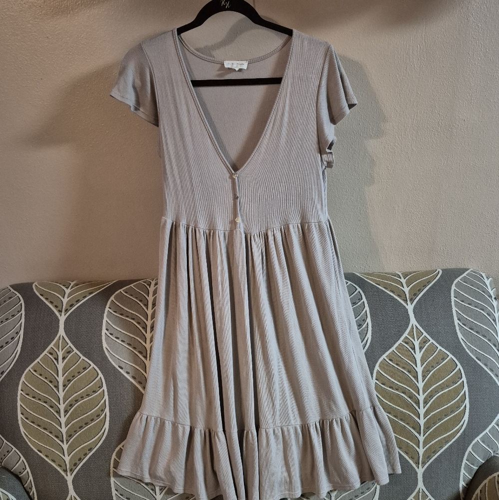 ❤️‍🔥See You Monday Medium Womens Soft Flowy Tan Rayon Dress - Picture 2 of 9